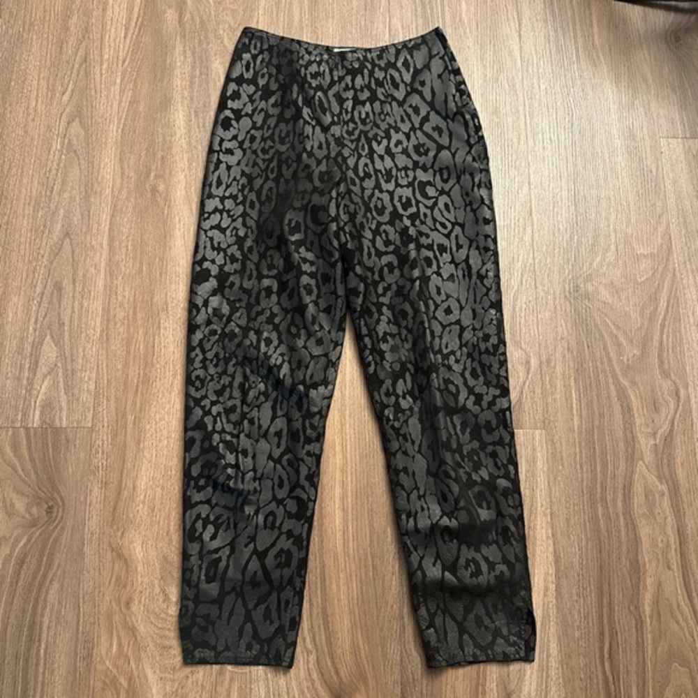 Vintage 1980s vakko black leather leopard pants size 10